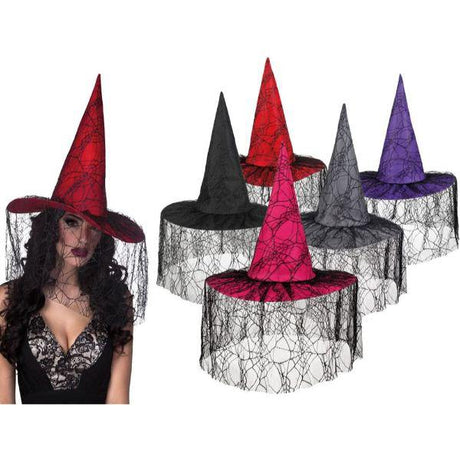 Boland Witch Hat Lace Veil Adult Fancy Dress Costume Accessory (One Supplied)