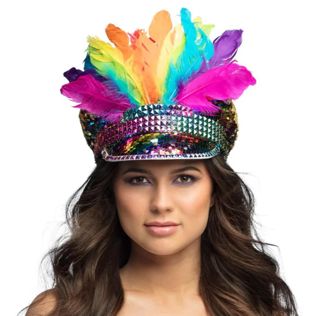 Boland - Rainbow Chief Sequin Cap - Adult – Fancy Dress Central