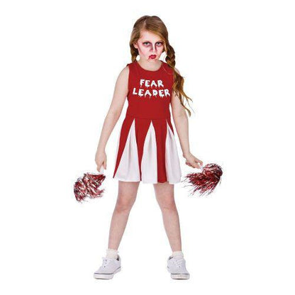 Child Girl's Fear Leader School Zombie Cheerleader Fancy Dress Costume