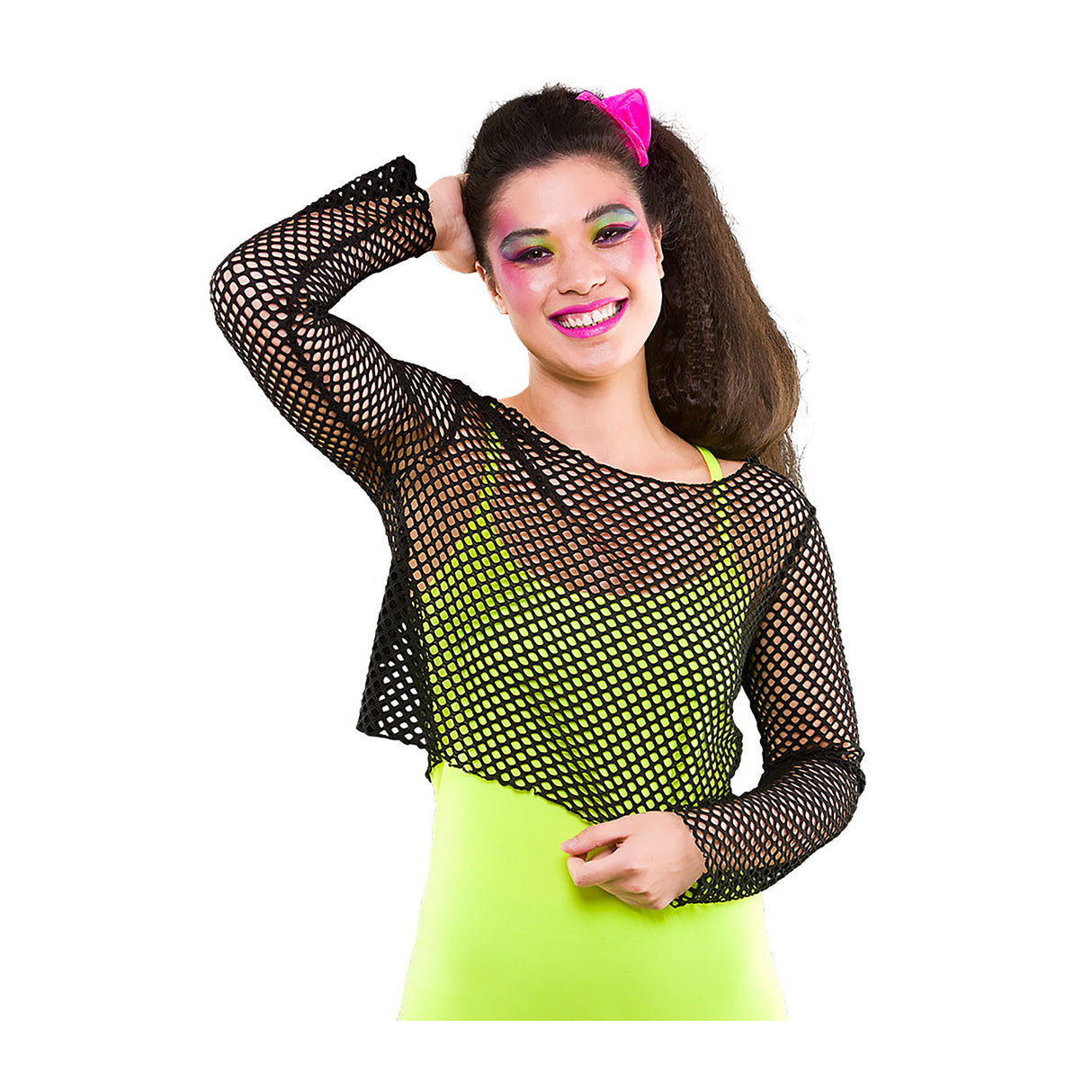 Wicked Costumes - 80s Fishnet Long Sleeved Top - Womens