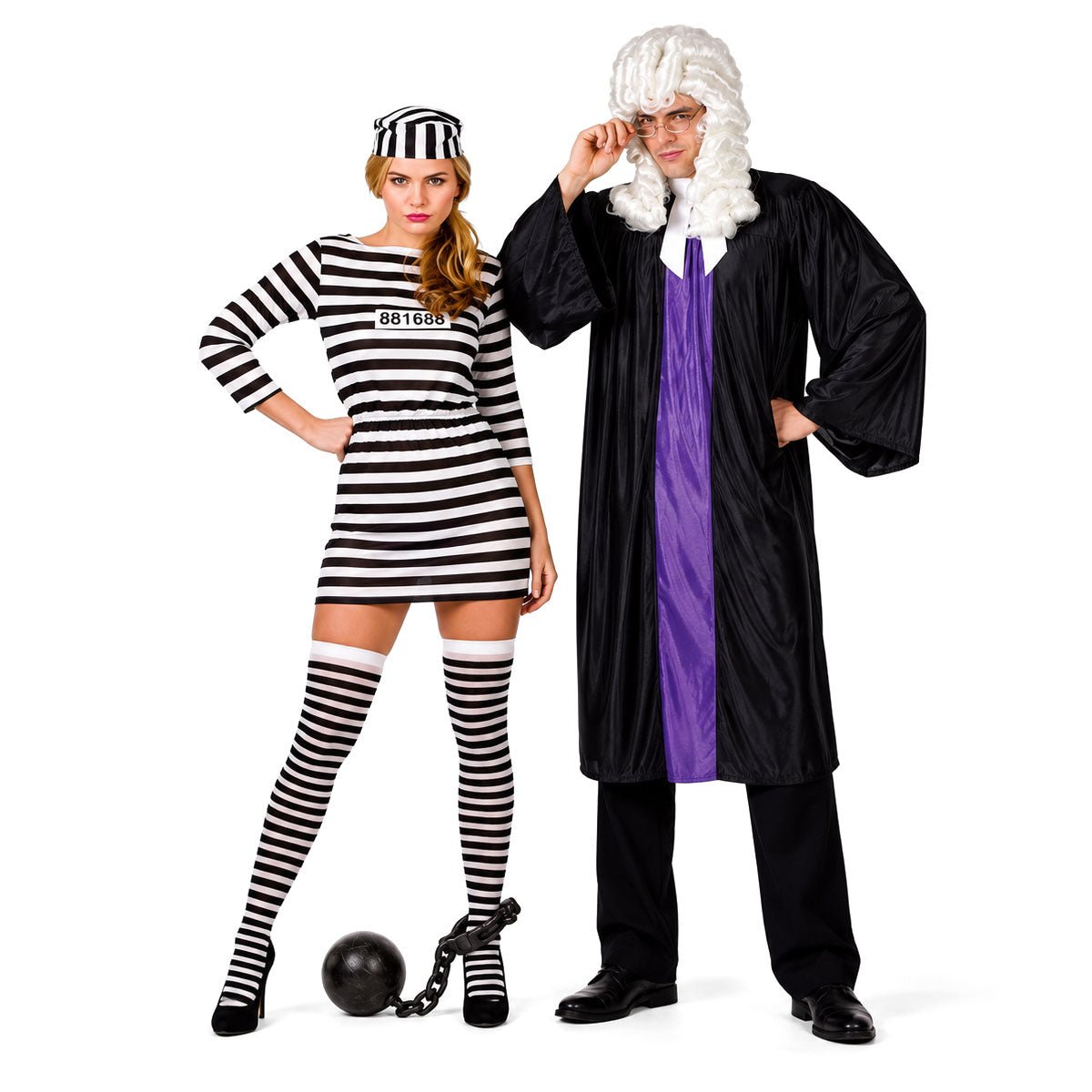Fancy Dress Central - High Court Judge & Jailbird Cutie - Couples Costume - Fancy Dress Central