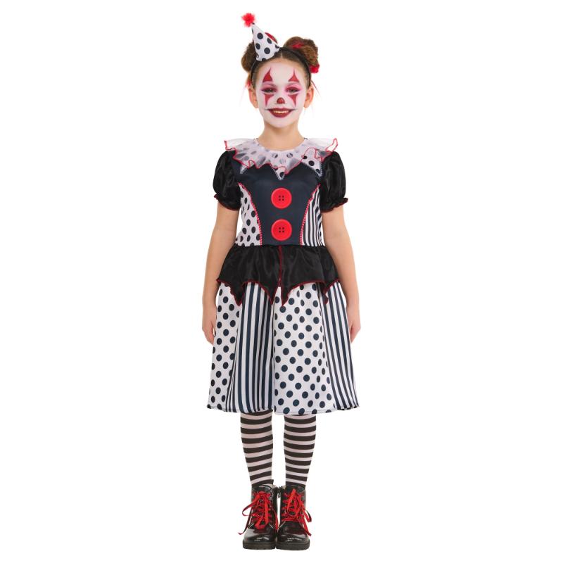 Rubies Monochrome Clown Dress Girl's Fancy Dress Costume