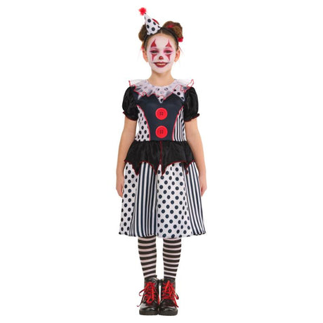 Rubies Monochrome Clown Dress Girl's Fancy Dress Costume