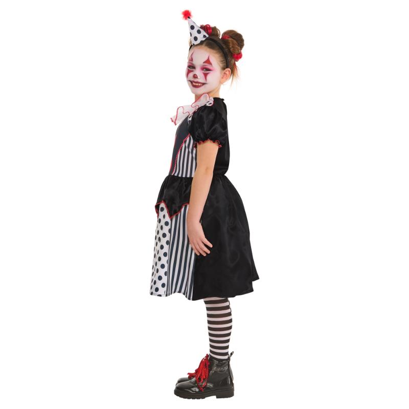 Rubies Monochrome Clown Dress Girl's Fancy Dress Costume