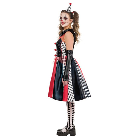 Rubies Monochrome Clown Dress Women's Fancy Dress Costume