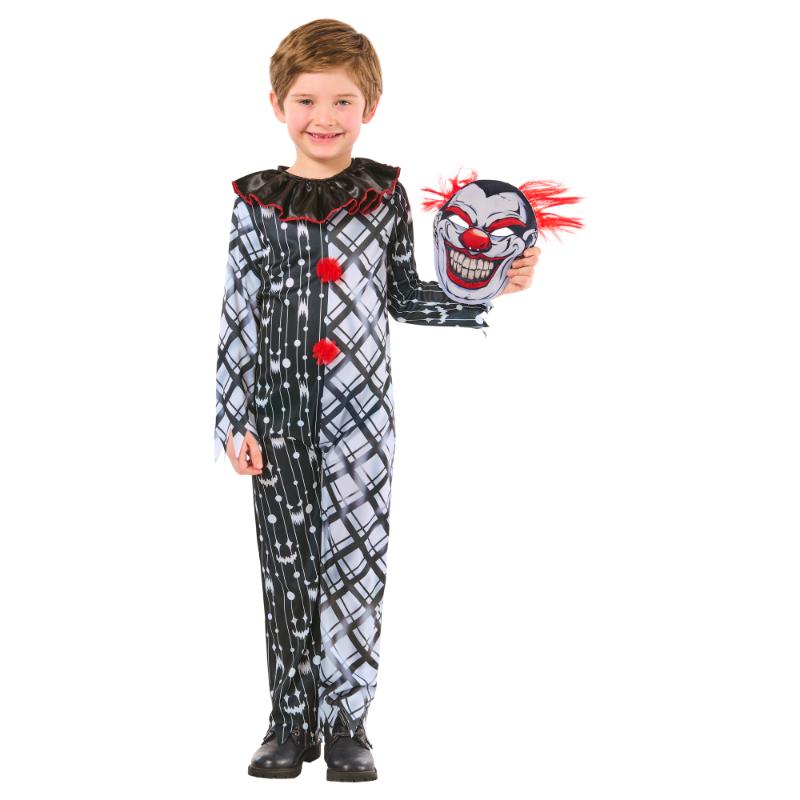 Rubies Monochrome Sinister Clown Suit Child Fancy Dress Costume