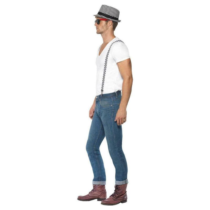 Smiffys Ska Two Tone Instant Black & White Hat & Braces Fancy Dress Kit
