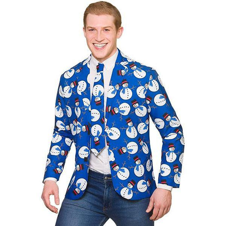 Wicked Costumes Christmas Snowman Jacket & Tie Fancy Dress Costume