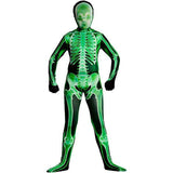 Wicked Costumes X-Ray Skeleton Print Skinz Child Unisex Fancy Dress Costume - Green