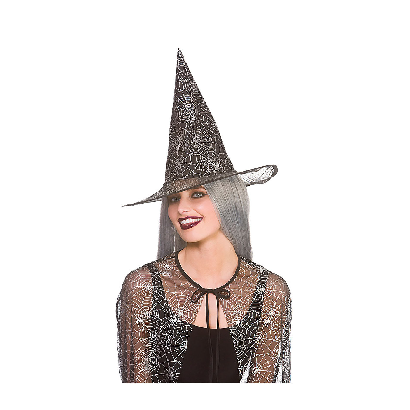 Shimmering Spider Web Witch Cape & Hat - Women