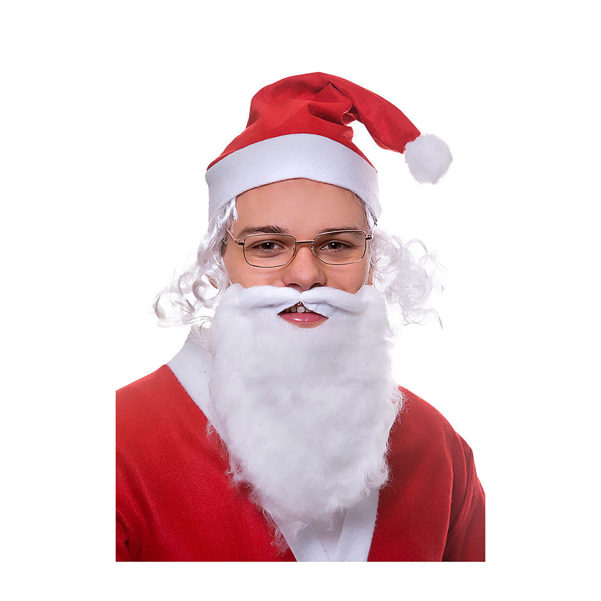 Wicked Costumes - Santa Hat with Hair, Beard & Glasses - Adult