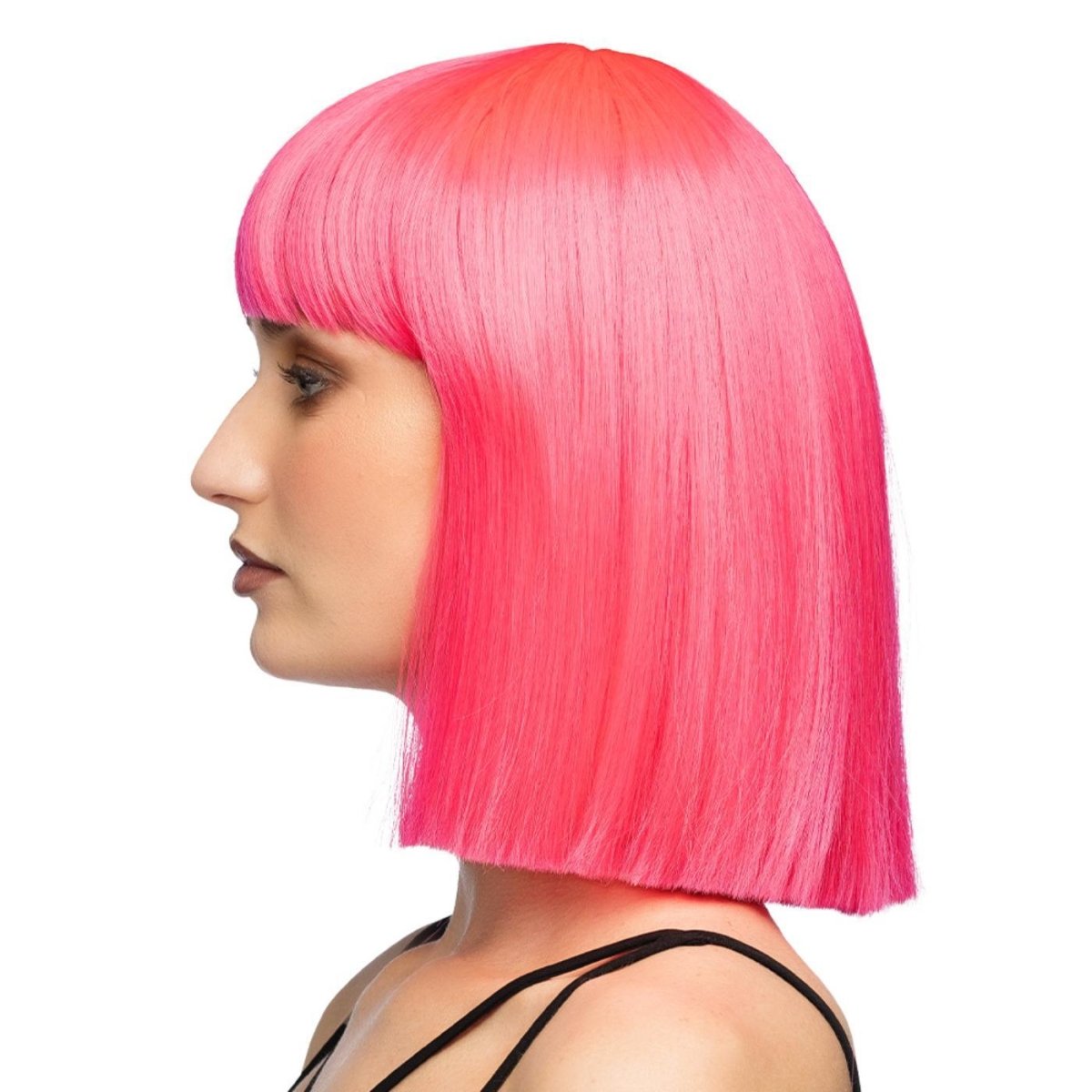 Fancy Dress Central - Bob Wig with Fringe (Pink) - Adult - Fancy Dress Central