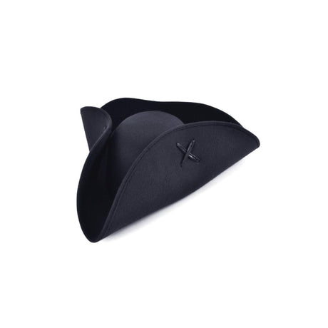 Rubies - Wool Felt Tricorn Pirate Hat (Black) - Adult - Fancy Dress Central