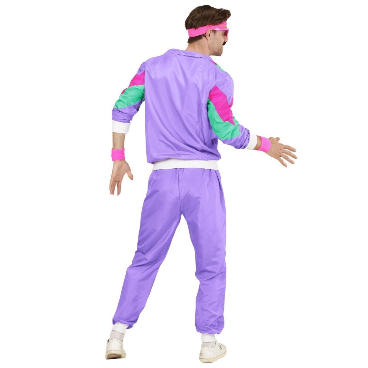 Widmann - 80s Shell Suit Costume (Purple/Pink/Green) - Adult - Fancy Dress Central