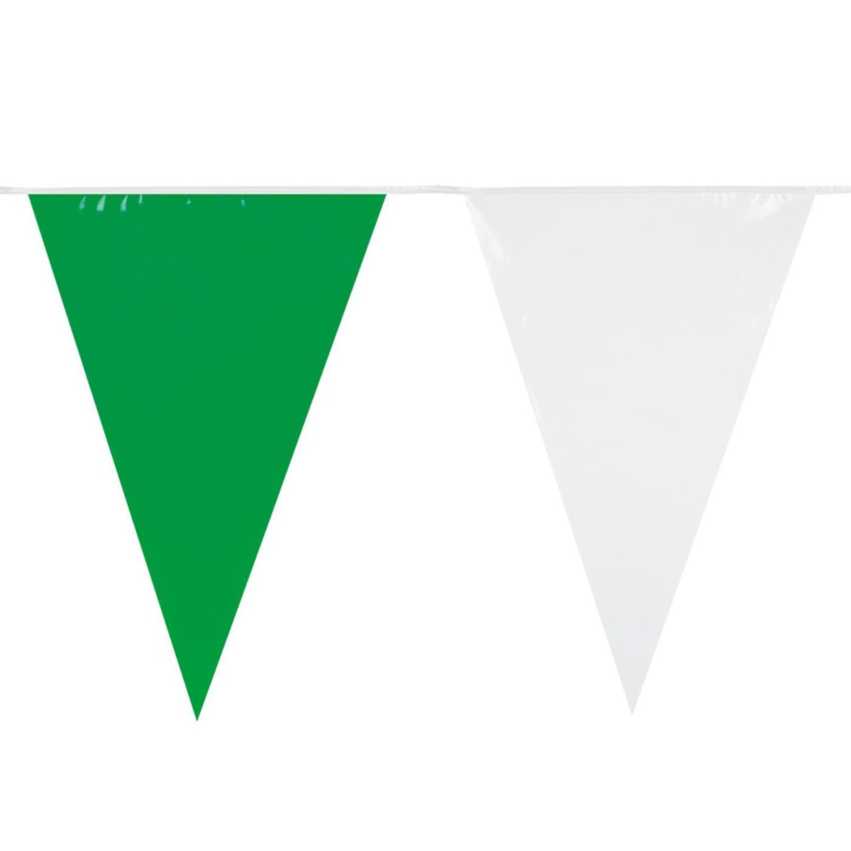 Boland - 10m Coloured Triangular Bunting (Green/White) - Fancy Dress Central
