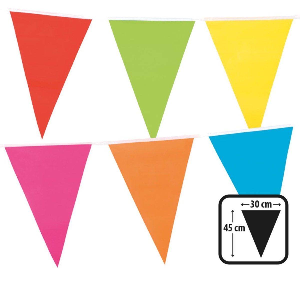 Boland - 10m Giant Coloured Triangular Bunting (Multicoloured) - Fancy Dress Central