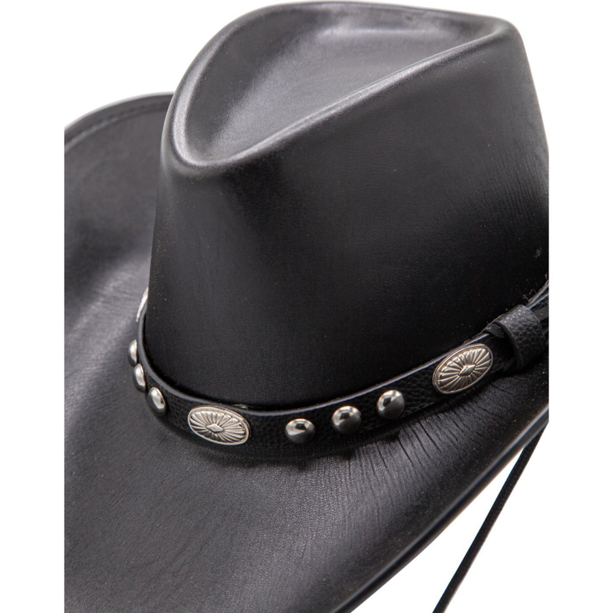 Faux Leather Texan Cowboy Hat (Black) - Adult