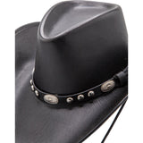 Faux Leather Texan Cowboy Hat (Black) - Adult