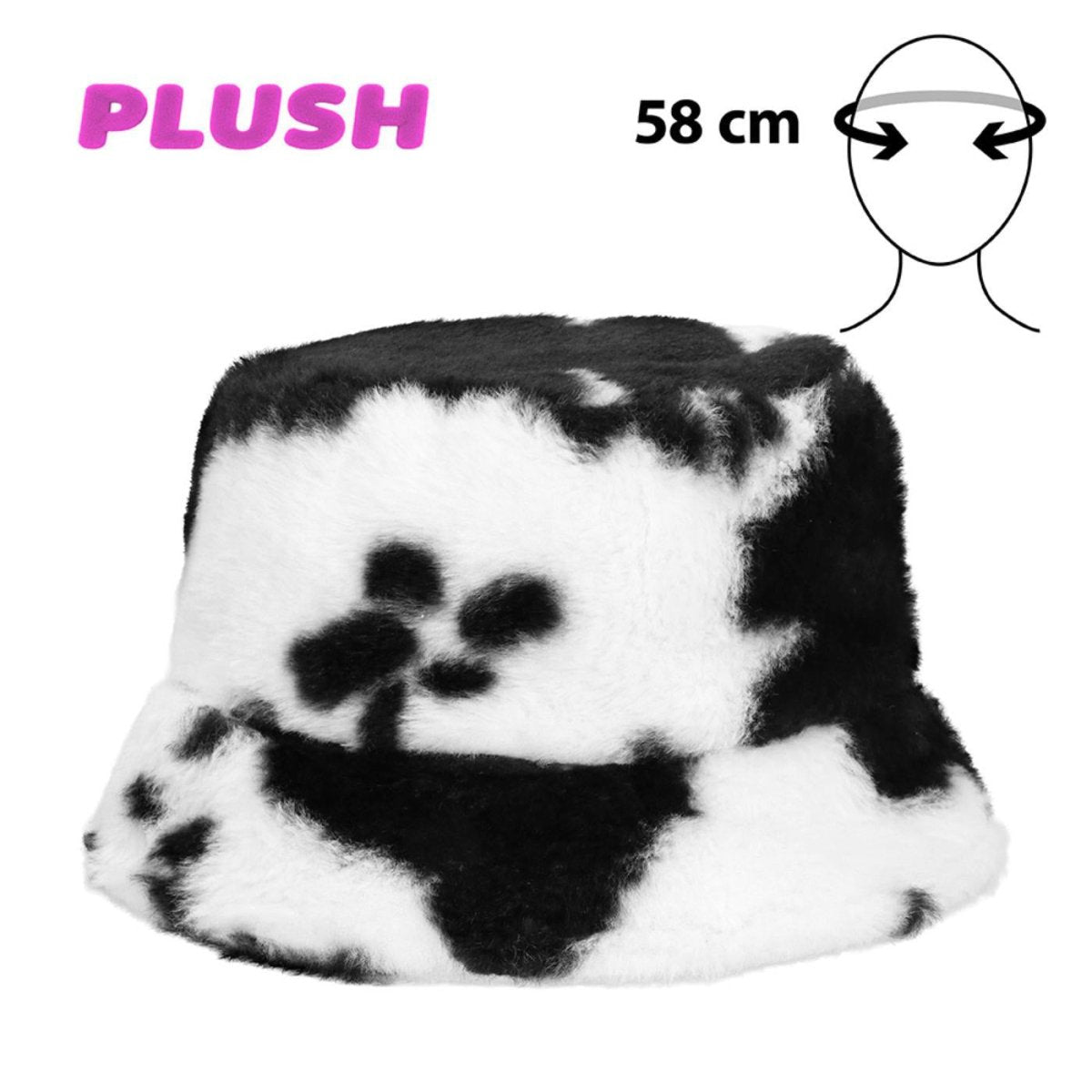 Fancy Dress Central - Animal Print Plush Bucket Hat (Cow) - Adult - Fancy Dress Central