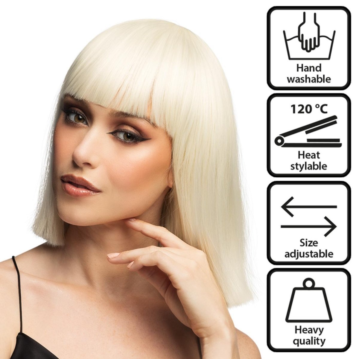 Fancy Dress Central - Bob Wig with Fringe (Blonde) - Adult - Fancy Dress Central