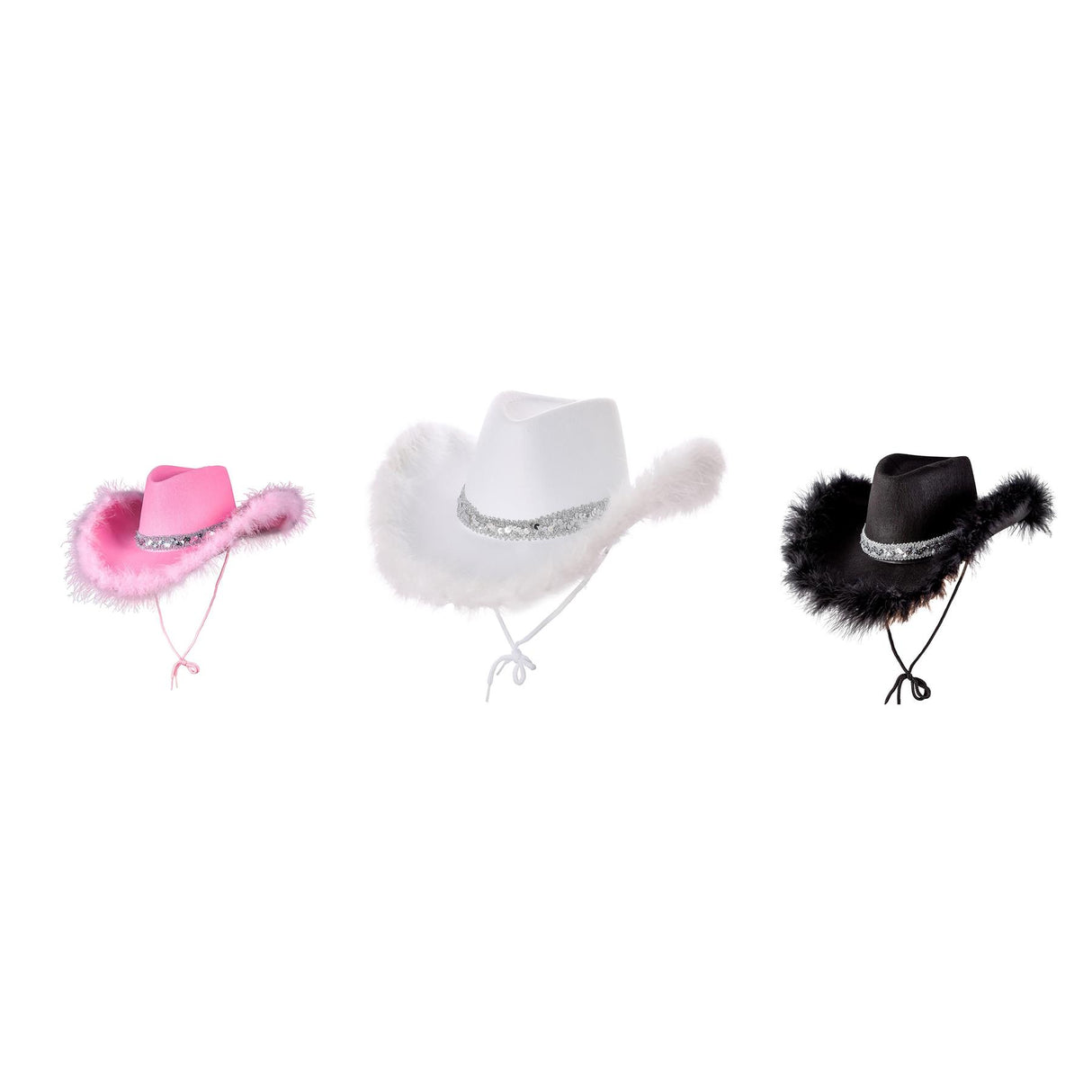 Sequins & Marabou Feather Texan Cowboy Hat - Adult