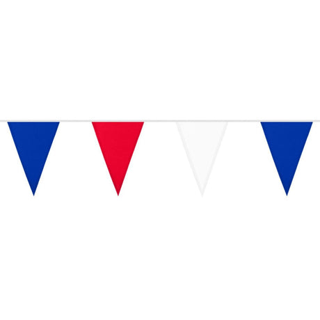 Boland - 6m Coloured Triangular Bunting (Blue/White/Red) - Fancy Dress Central