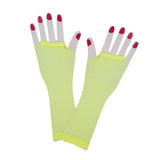 Wicked Costumes Ltd - Long 80s Net Gloves (Neon Yellow) - Women - Fancy Dress Central
