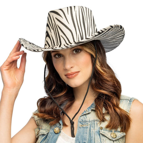 Boland - Wild Zebra Cowboy Hat - Adult - Fancy Dress Central