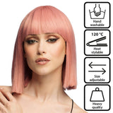 Fancy Dress Central - Bob Wig with Fringe (Pale Pink) - Adult - Fancy Dress Central