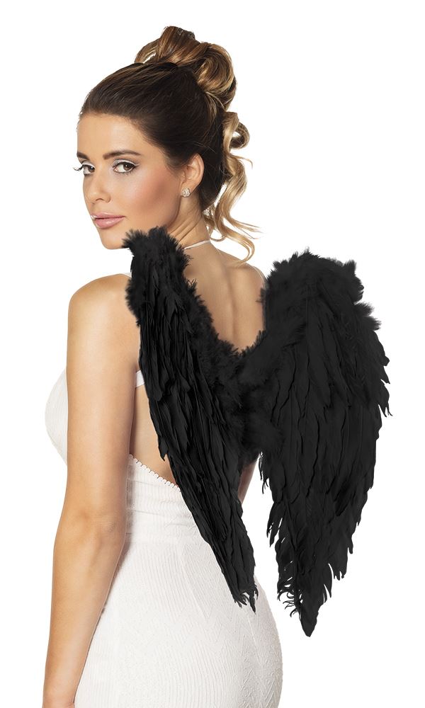 Boland - Angel Wings 50 x 50cm (Black) - Adult - Fancy Dress Central