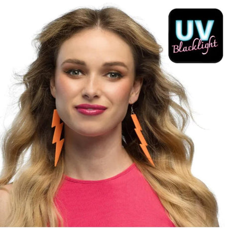 Boland - Lightning Flash Earrings (Orange) - Women - Fancy Dress Central