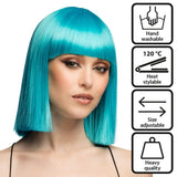 Fancy Dress Central - Bob Wig with Fringe (Blue) - Adult - Fancy Dress Central