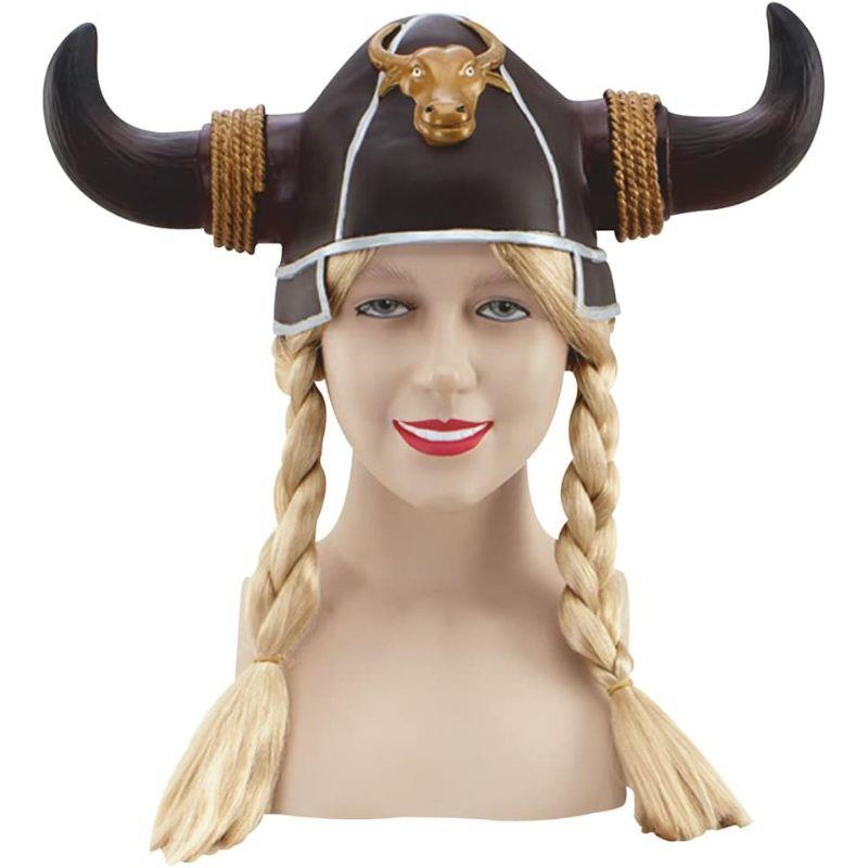 Viking Helmet with Blonde Plaits - Adult