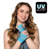 Boland - Short Mesh Fingerless Gloves (Neon Blue) - Adult - Fancy Dress Central