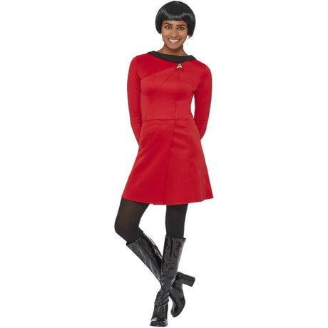 Smiffys - Star Trek Original Series Operations Uniform Costume (Red) - Women - Fancy Dress Central
