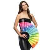 Boland - XL Rave Hand Fan (Rainbow Vibe) - Adult - Fancy Dress Central