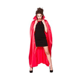 Satin Vampire Cape with Collar (Red) - Adult