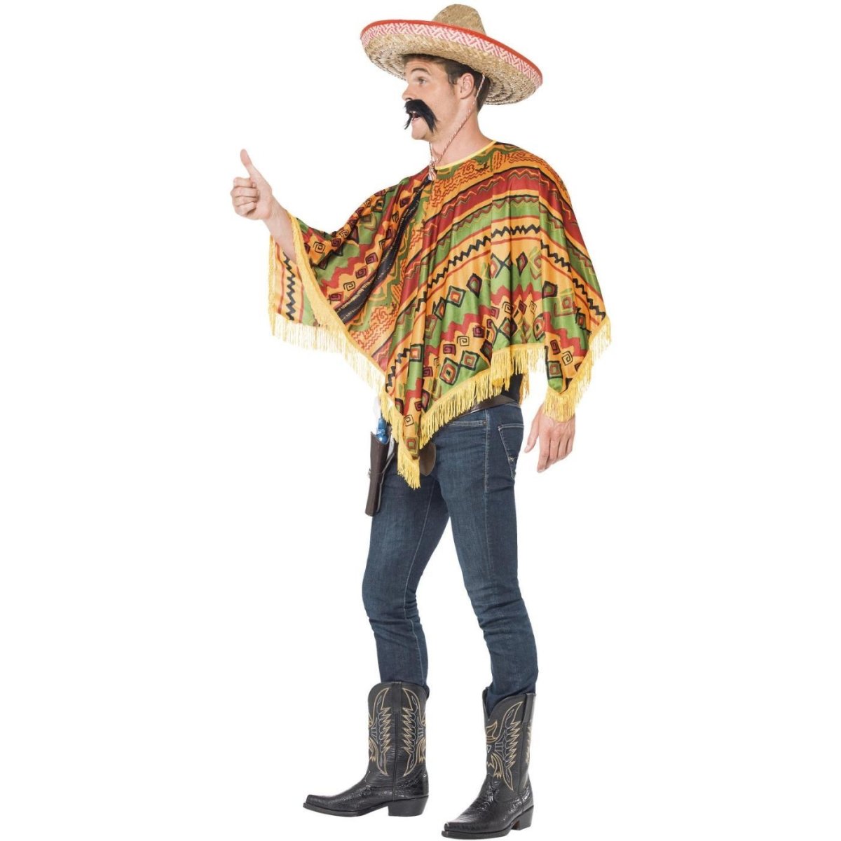 Smiffys - Mexican Poncho & Moustache Set - Men - Fancy Dress Central