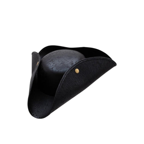 Wicked Costumes Ltd - Distressed Faux Leather Pirate Hat (Black) - Adult - Fancy Dress Central