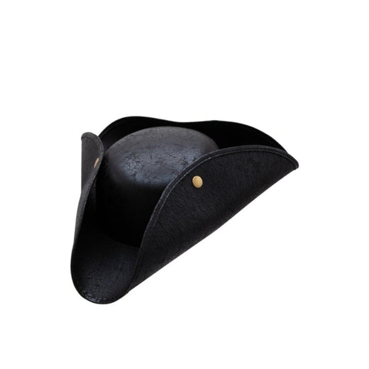 Wicked Costumes Ltd - Distressed Faux Leather Pirate Hat (Black) - Adult - Fancy Dress Central