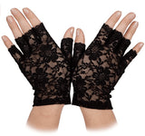 Wicked Costumes Ltd - Short Lace Fingerless Gloves (Black) - Adult - Fancy Dress Central