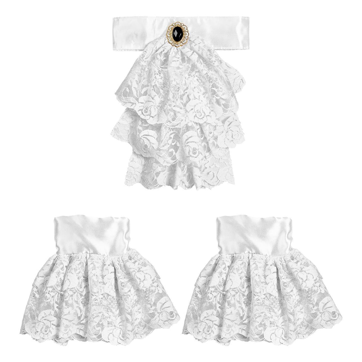 Lace Jabot with Gem & Cuffs - Adult