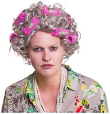 Wicked Costumes Ltd - Granny Wig with Rollers (Grey) - Adult - Fancy Dress Central