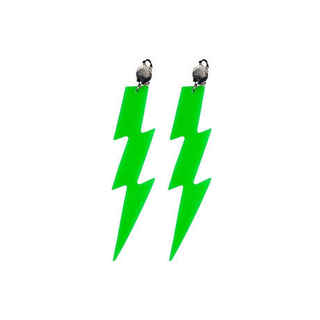 Wicked Costumes Ltd - 80s Lightning Earrings (Neon Green) - Adult - Fancy Dress Central