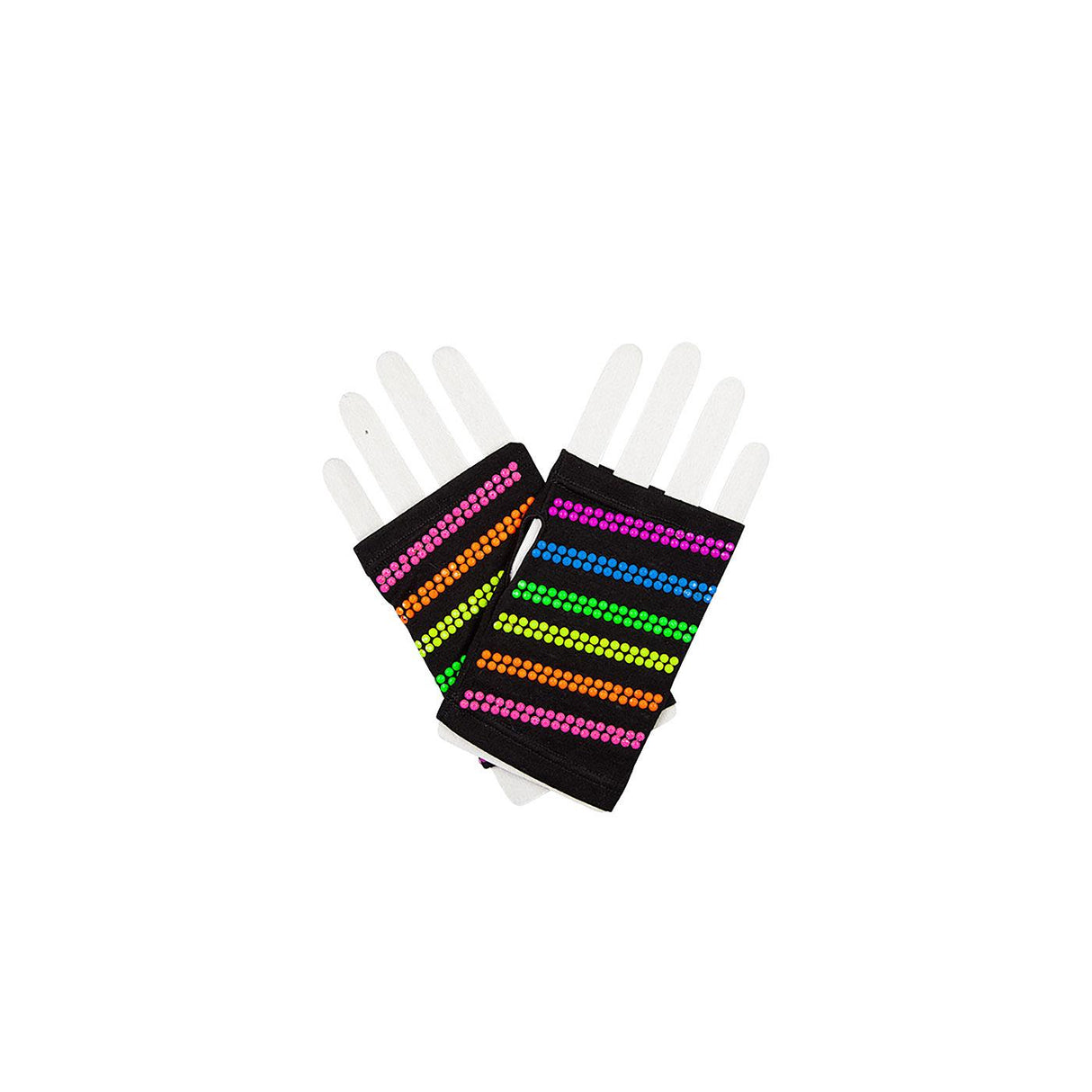 Wicked Costumes - 80s Multi Colour Neon Bead Gloves - Women