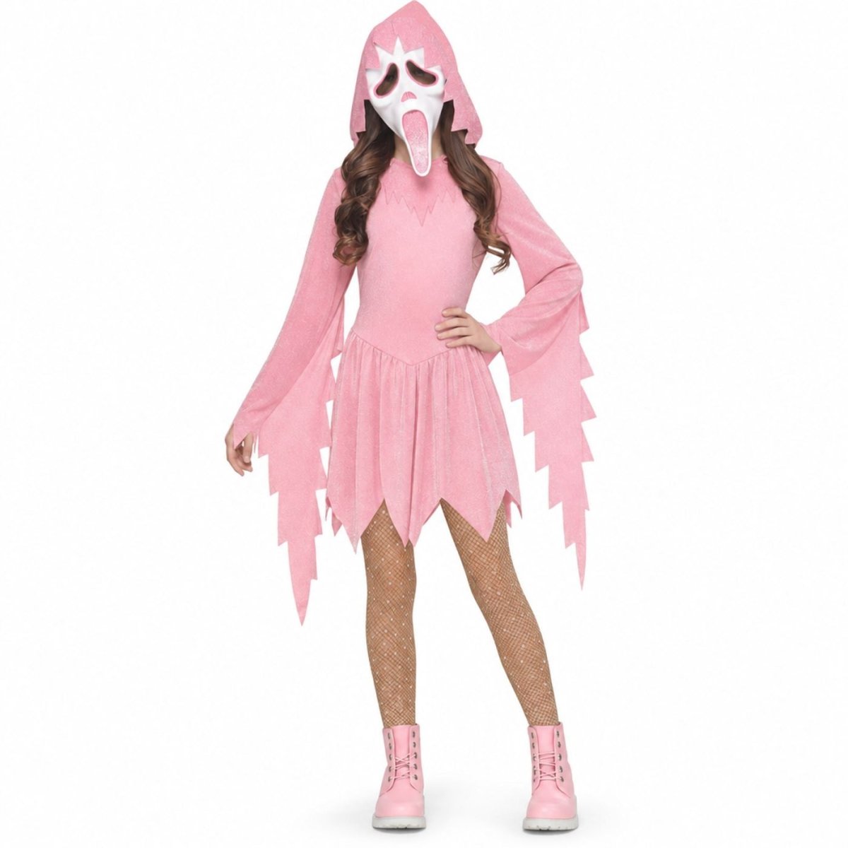 Wicked Costumes - Ghost Face Pastel Pink Sparkle Costume - Girls - Fancy Dress Central