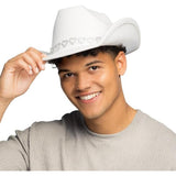 Boland - Silver Hearts Cowboy Hat (White) - Adult - Fancy Dress Central