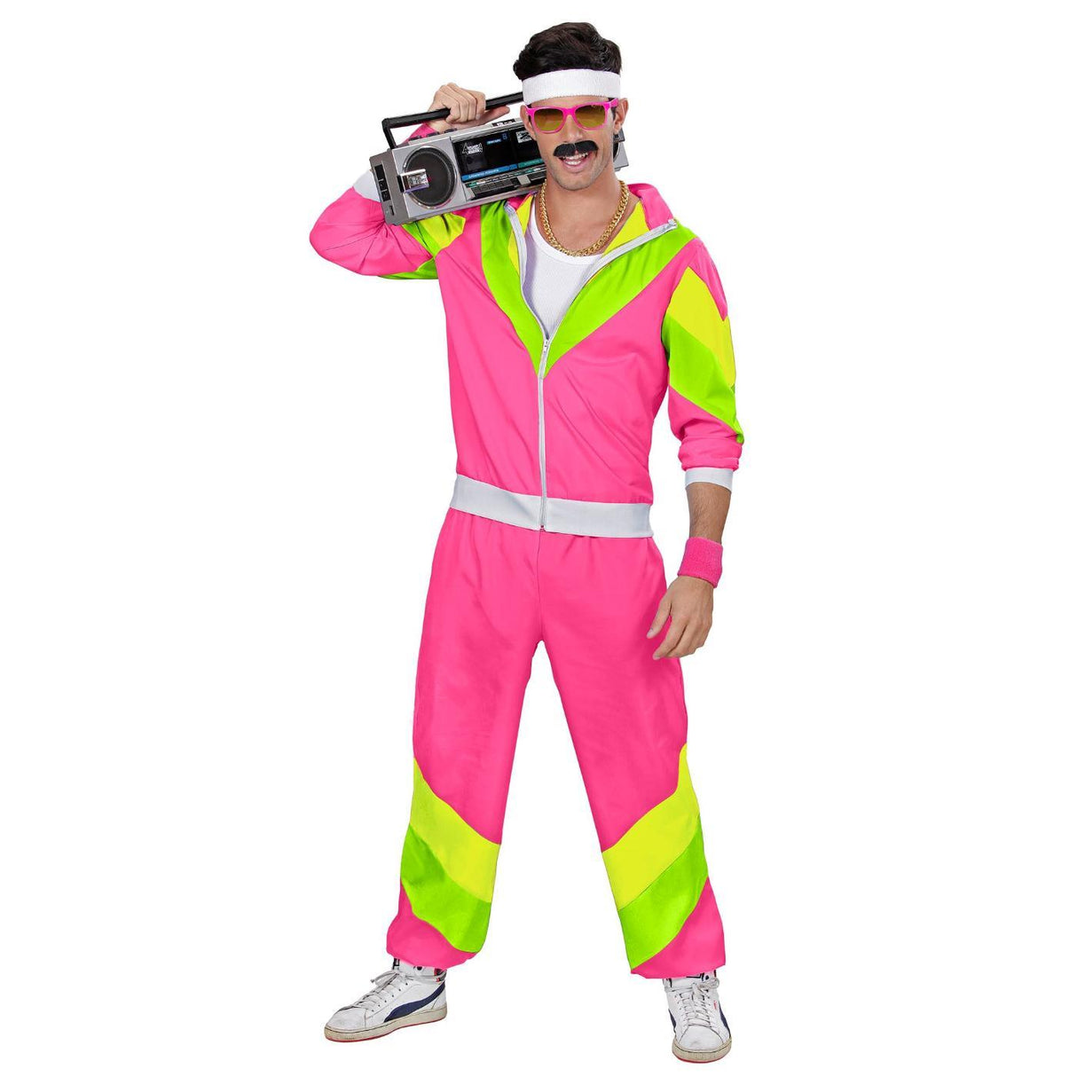 80s Shell Suit Costume (Pink/Yellow/Green) - Adult