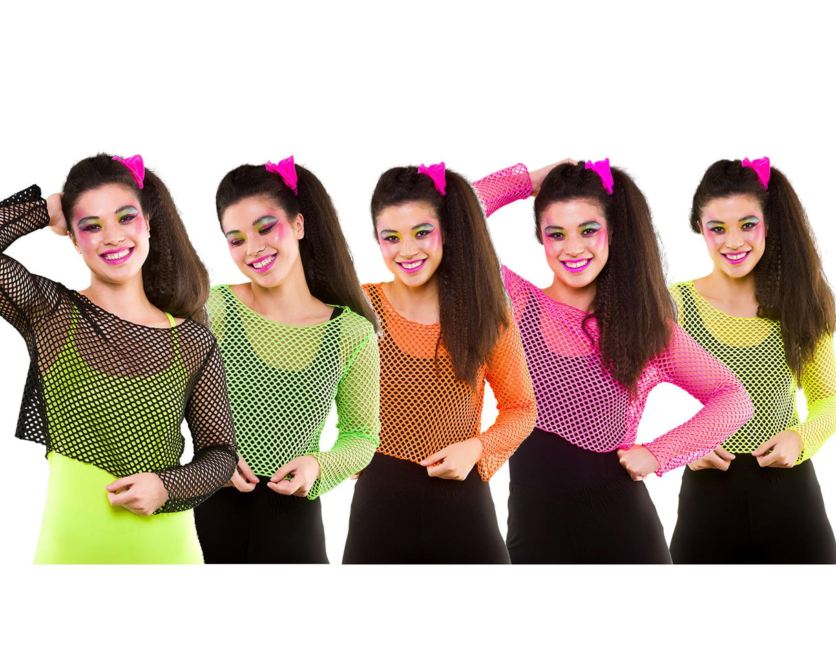 Wicked Costumes - 80s Fishnet Long Sleeved Top - Womens