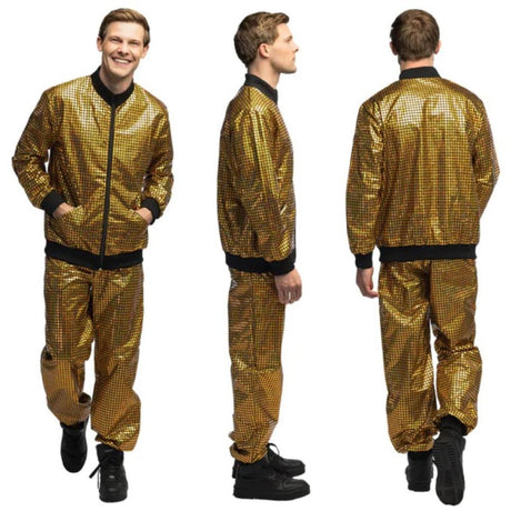Boland - Disco Diamond Dude Shell Suit Costume (Gold) - Men - Fancy Dress Central